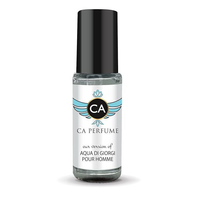 CA Perfume Impression of Aqua Di Giorgi Pour Homme for Men Perfume Oil Woody Aquatic Scent Long Lasting Cologne for Men Travel Size Mini Perfume Sample TSA Ready Body Oil Roll-on 0.14 Fl Oz 4ml