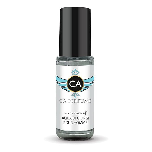 CA Perfume Impression of Aqua Di Giorgi Pour Homme for Men Perfume Oil Woody Aquatic Scent Long Lasting Cologne for Men Travel Size Mini Perfume Sample TSA Ready Body Oil Roll-on 0.14 Fl Oz 4ml