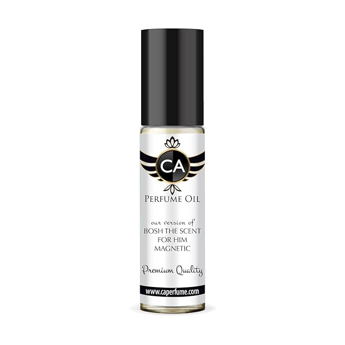 CA Perfume Impression of Bosh The Scent For Him Magnetic for Men Perfume Oil Amber Fruity Scent Long Lasting Cologne for Men Travel Size TSA Ready Mini Parfum Body Oil Roll-on 0.33 Fl Oz 10ml
