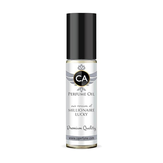 CA Perfume Impression of Millionaire Lucky for Men Eau De Parfum Woody Scent Long Lasting Cologne for Men Travel Size TSA Ready for Day and Night Wear 0.33 Fl Oz 10ml