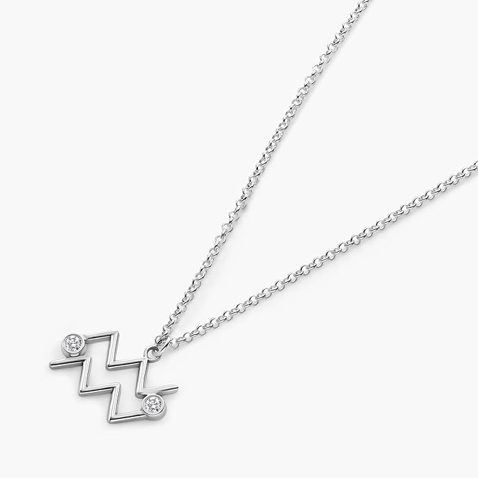 OAK & LUNA - Zodiac Sing Necklace – Moissanite Star Sign Pendant on 18" Rolo Chain – Available in 18K Gold Vermeil or Sterling Silver