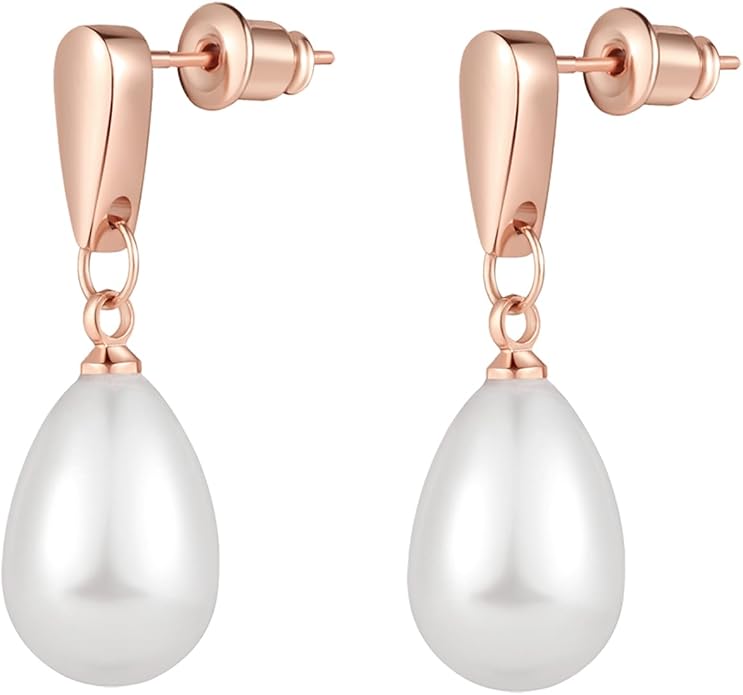 14k Gold Plated Lightweight Pearl Earrings,Trendy Jewelry,Teardrop Hoop Earrings for Women,Pearl Drop Earrings,Elegant Jewelry for Gifts
