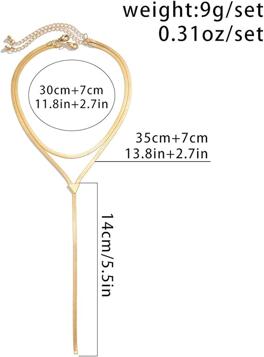 Atiptu Chunky Gold Choker Necklace for Women Silver Statement Y Necklace Long Herringbone Snake Chain Lariat Necklaces Prom Body Jewelry Accessories Gifts