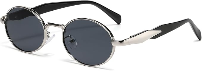 AIEYEZO Retro Oval Sunglasses for Women Men Trendy Fashion Round Sun Glasses Oval Metal Framed Shades