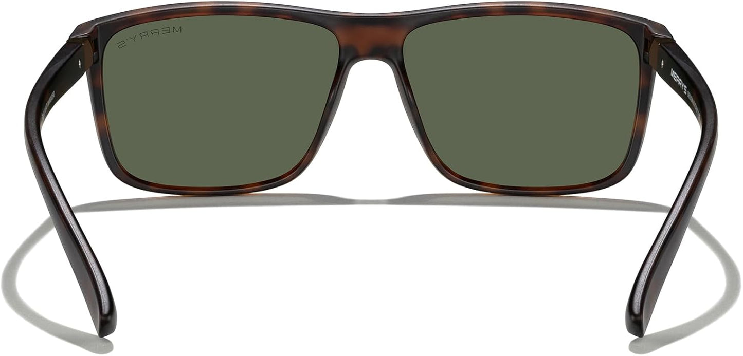 MERRY'S Rectangular Polarized Sports Sunglasses for Men Women Cycling Driving Fishing UV400 Protection S8225