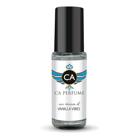 CA Perfume Impression of Vanilla Vibes Unisex Fragrance Oil Amber Scent Long Lasting Perfumes for Women & Men Travel Size TSA Ready Mini Parfum Body Oil Roll-on 0.14 Fl Oz 4ml