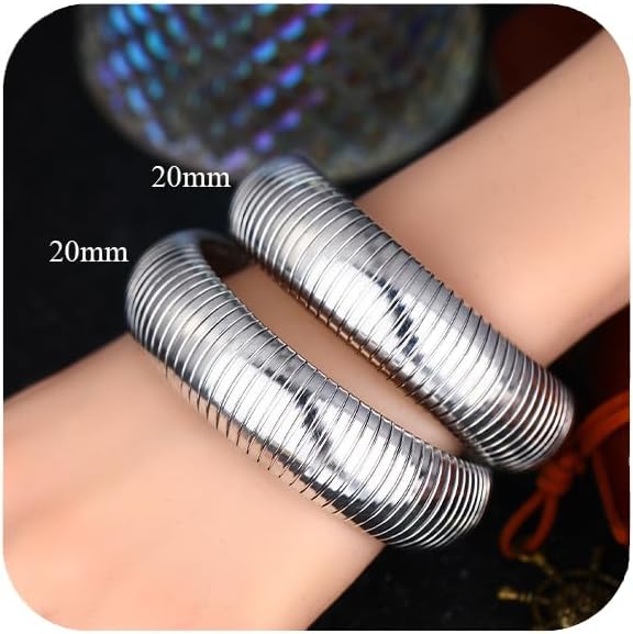 MISS RIGHT Gold Chunky Stretch Snake Chain Bangle Bracelets Stack for Women Trendy, 18K Gold Filled Stainless Steel Stretchy Womens Stackable Wristband Bangles Bracelet Set