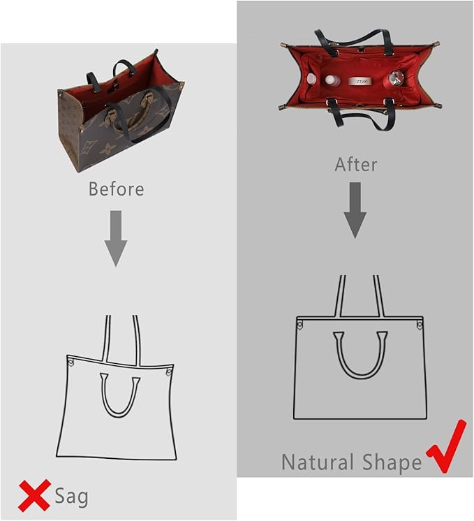 ZTUJO Purse Organizer Insert For Handbags, Silk Purse Organizer with Zipper, Silky Smooth, Bag Organizer For Speedy Neverfull Tote,onthego,Artsy, 6 Sizes(Small, Silky Red)