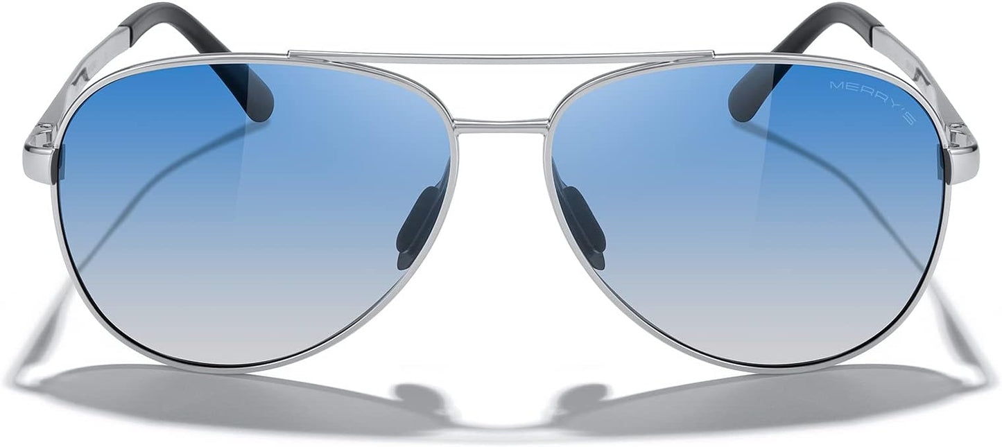 MERRY'S Aviator Sunglasses for Men Women - Polarized Driving Sun glasses Mirrored Lens UV 400 Protection 58 MM
