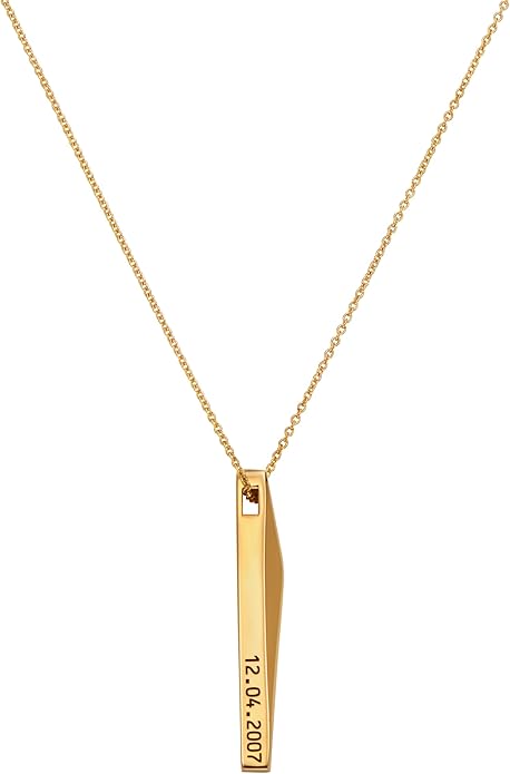OAK & LUNA - Personalized Pillar Bar Necklace with Diamond Options - Custom Inscription Engraved Pendant - Up to 4 Names - Jewelry Gift for Women, Her, Mother For Mother's Day, Christmas
