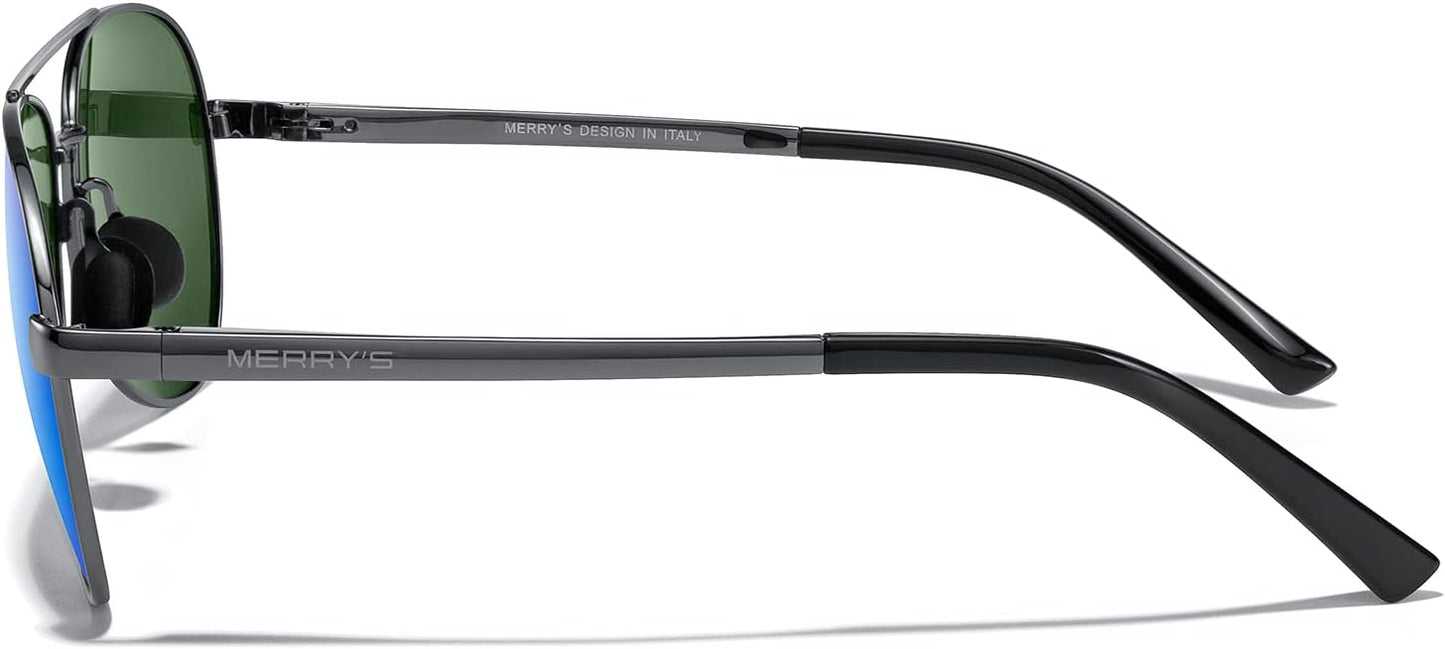 MERRY'S Aviator Sunglasses for Men Women - Polarized Driving Sun glasses Mirrored Lens UV 400 Protection 58 MM
