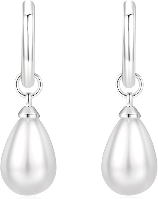 14k Gold Plated Lightweight Pearl Earrings,Trendy Jewelry,Teardrop Hoop Earrings for Women,Pearl Drop Earrings,Elegant Jewelry for Gifts