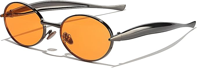 Retro Oval Sunglasses for Women Men - Classic 90s Vintage Trendy Shades with UV400 Protection, Gold Metal Frame