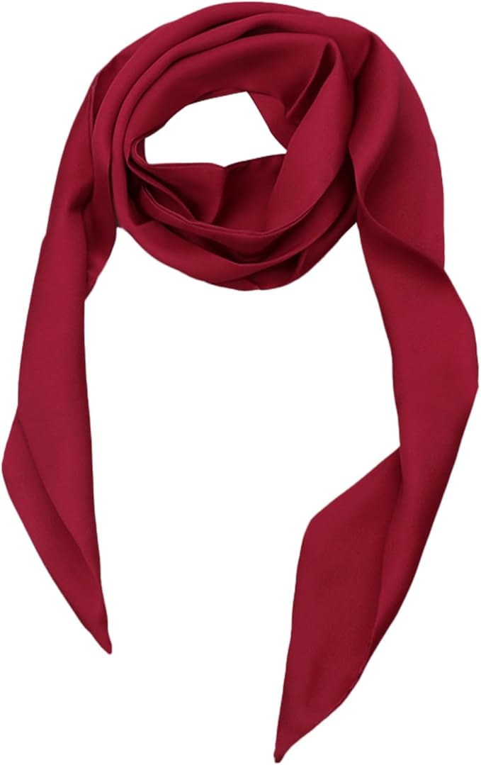 Long Satin Neckerchief Versatile Ribbon Tie Neck Scarf Solid Color Skinny Womens Tie