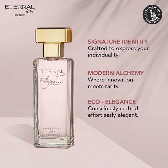Eternal Love Elegance for Women - Long Lasting Eau de Parfum Spray - Sweet Floral Fruity Fragrance with Peach, Jasmine & Sandalwood - Summer Scent - 3.4oz