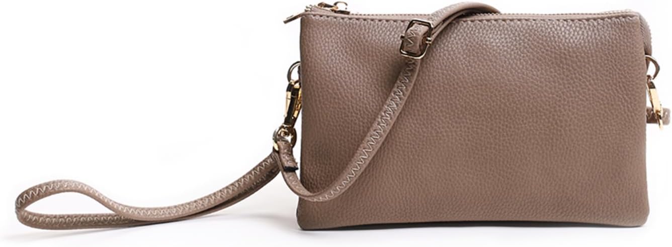 JEN & CO. Riley Small Crossbody Bags for Women Vegan Leather Wristlet Clutch Wallet Purses Handbags with 2 Straps