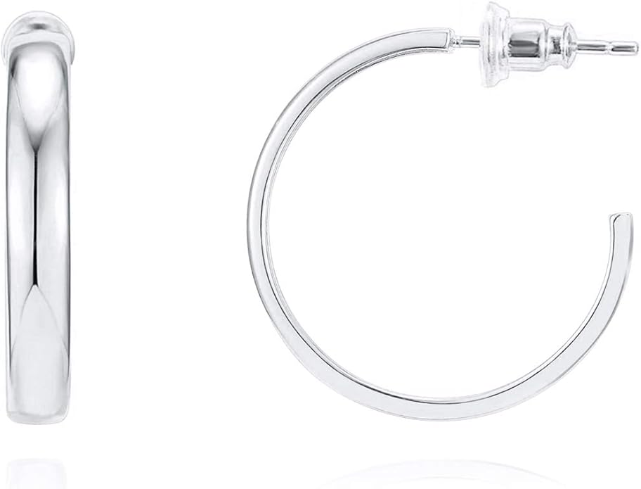 PAVOI 14K Gold Plated Wide Flat Edge Hoop Earrings for Women | Rose, White and Yellow Gold Hoops | Hypoallergenic Jewelry