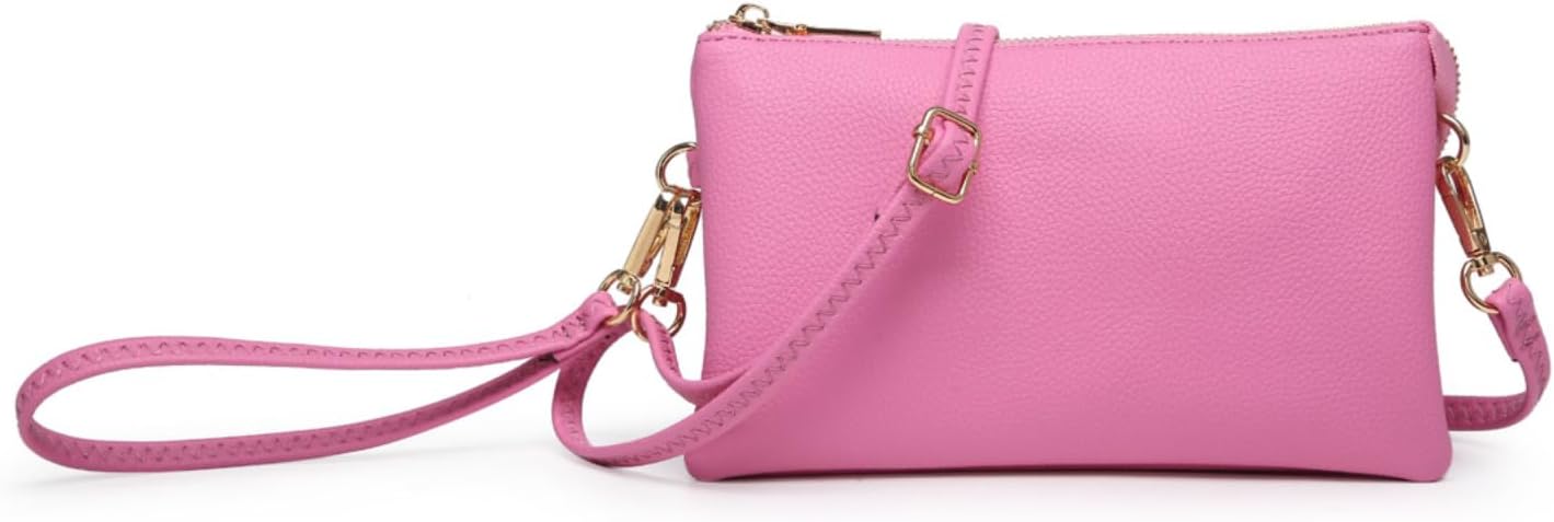JEN & CO. Riley Small Crossbody Bags for Women Vegan Leather Wristlet Clutch Wallet Purses Handbags with 2 Straps