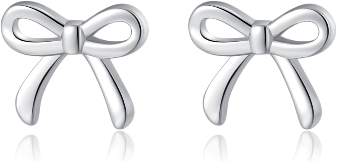 SLUYNZ Solid 925 Sterling Silver Tiny Bow Earrings Stud for Women Teens Small Bowknot post Stud Earrings