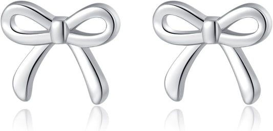 SLUYNZ Solid 925 Sterling Silver Tiny Bow Earrings Stud for Women Teens Small Bowknot post Stud Earrings