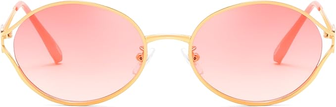 FEISEDY Retro Oval Small Sunglasses for Women Men 90s Trendy Classic Y2K Frame Round Shades UV400 Protection B9164
