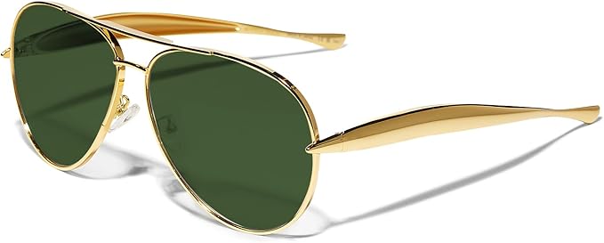 Retro Gold Aviator Sunglasses for Women Men, 2025 Metal Oversized 70s Aviators Sun Glasses