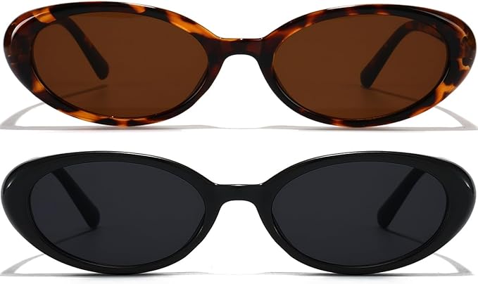Oval Sunglasses for Women Men Fashion Small 90s Style Sun Glasses UV400