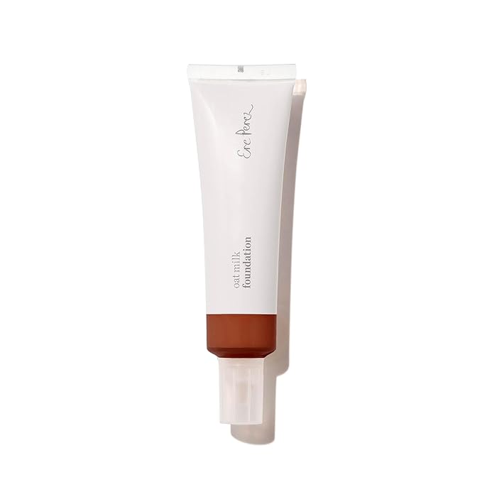 Ere Perez - Natural Oat Milk Liquid Foundation | Breathable, Buildable, Med-Full Coverage | Peach Extract, Vitamin E | Vegan, Cruelty-Free, Clean Beauty (Dolce | dark cool, 1 fl oz | 30 ml)