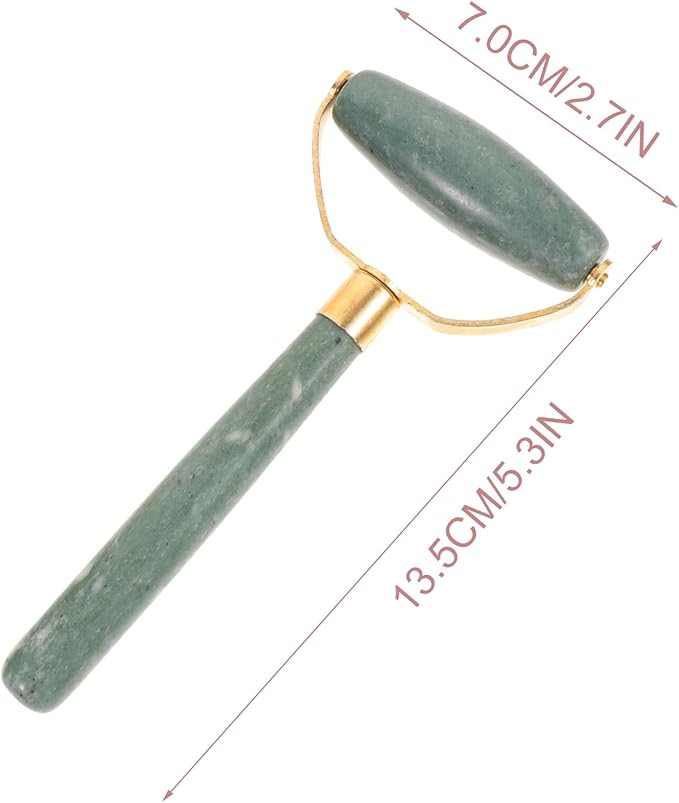 2Pcs Jade Facial Massager Roller and Scraper for Face and Eye Massage Natural Tool for Skin Care Wrinkle Reduction Suitable for Neck Shoulder and Body Massage