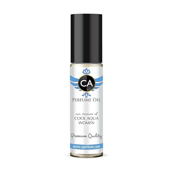 CA Perfume Impression of Cool Aqua Women Fragrance Oil Aromatic Aquatic Scent Long Lasting Perfumes for Women Travel Size TSA Ready Mini Parfum Body Oil Roll-on 0.33 Fl Oz 10ml