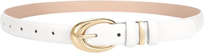 TRIWORKS Women Leather Belt for Jeans Pants Fashion Ladies Skinny Faux Leather Dress belt with Gold Buckle