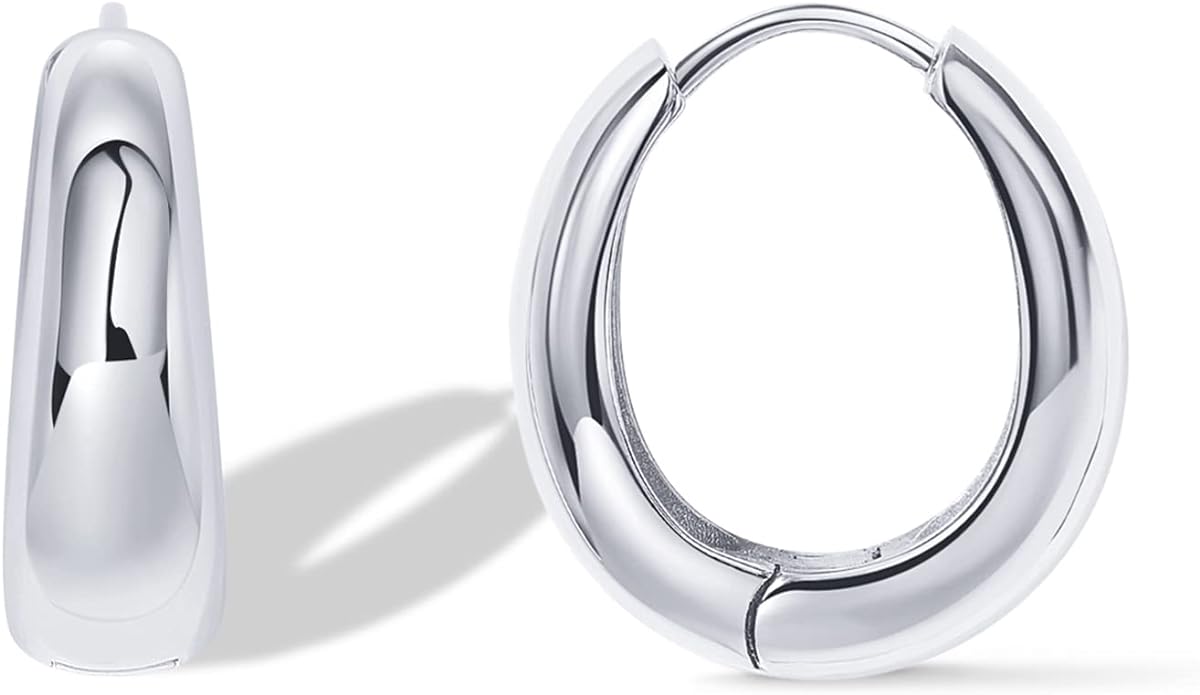 PAVOI 14K Gold Plated 925 Sterling Silver Post Small Chunky Hoops Earrings | Thick Lightweight Gold Hoop Earrings for Women