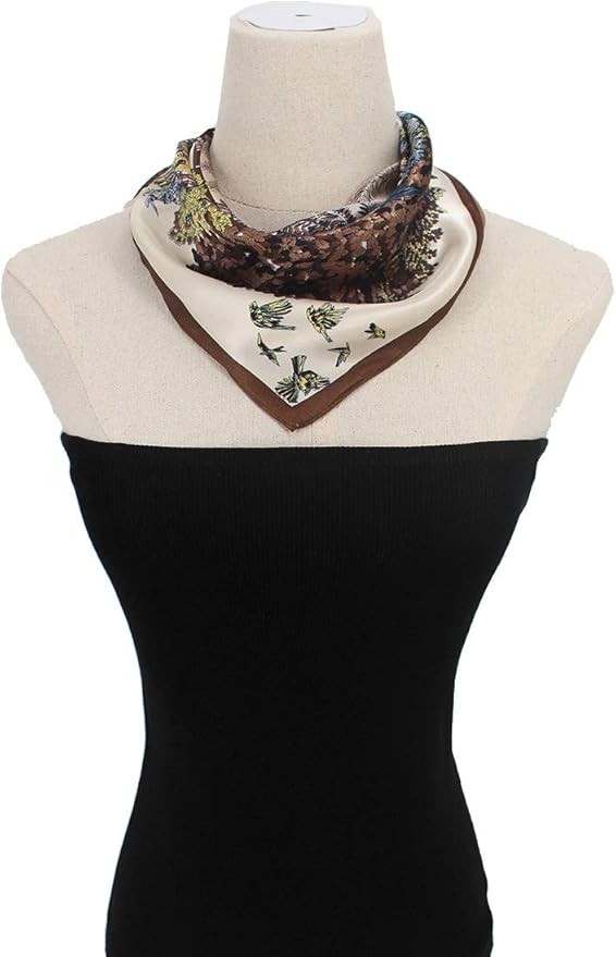 ANDANTINO 100% Real Mulberry Silk Scarf -21'' x 21''- Lightweight Neckerchief –Women Men Small Square Digital Printed Scarves