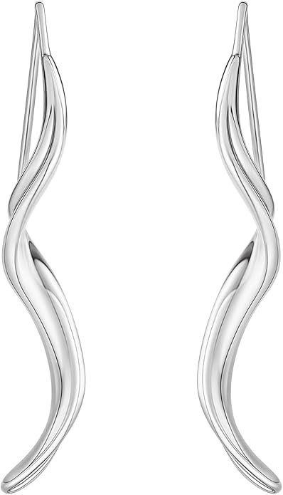 14K Gold Hoop Earrings for Women, Hypoallergenic Spiral Threader Gold Plated Dangle Earrings Fashion Jewelry，Gift for Women