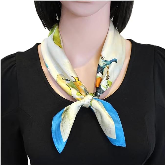 ANDANTINO 100% Real Mulberry Silk Scarf -21'' x 21''- Lightweight Neckerchief –Women Men Small Square Digital Printed Scarves