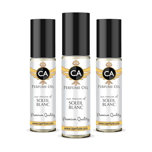 CA Perfume Impression of Soleil Blanc Unisex Eau De Parfum Amber Floral Scent Long Lasting Unisex Fragrance Travel Size TSA Ready for Day and Night Wear 0.33 Fl Oz 10ml (Pack of 3)
