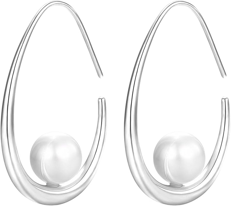 14k Gold Plated Lightweight Pearl Earrings,Trendy Jewelry,Teardrop Hoop Earrings for Women,Pearl Drop Earrings,Elegant Jewelry for Gifts