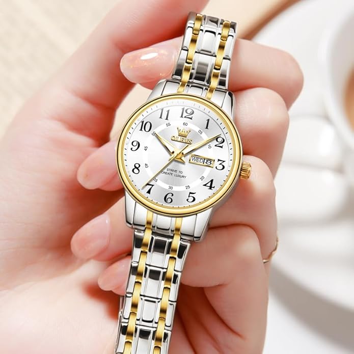 OLEVS Stainless Steel Women's Watch Dress Watches for Women with Date Fashion Ladies Business Waterproof Analog Quartz Small Wrist Watch Reloj Mujer