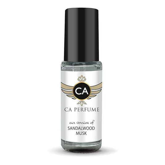 CA Perfume Originals Sandalwood Musk Unisex Perfume Oil Woody Scent Long Lasting Fragrance for Women and Men Travel Size Mini Perfume Sample TSA Ready Body Oil Roll-on 0.14 Fl Oz 4ml