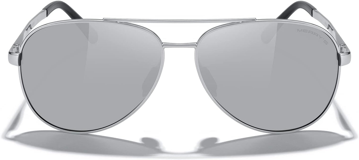 MERRY'S Aviator Sunglasses for Men Women - Polarized Driving Sun glasses Mirrored Lens UV 400 Protection 58 MM