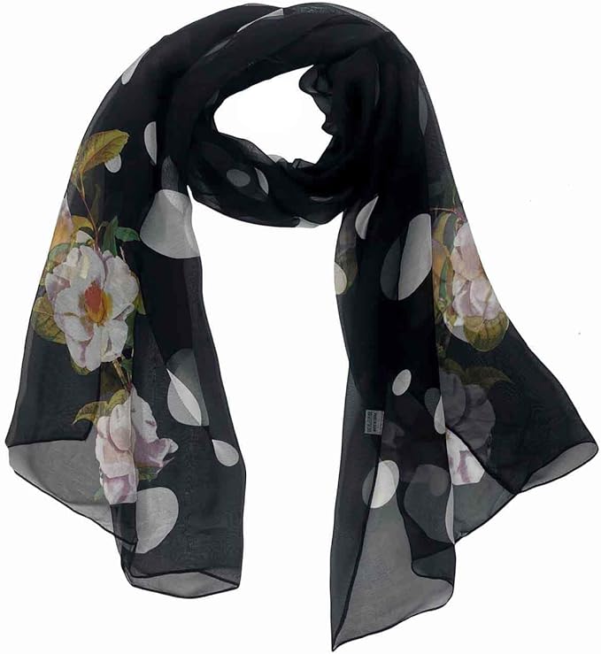 Pokeedioty Scarfs for Women Lightweight Fashion Scarves Elegant Floral Pattern Sheer Scarfs Sunscreen Shawls Wraps