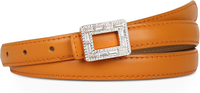 Women's Fashion Classic Metal Buckle Leather Belt with Jeans Dress