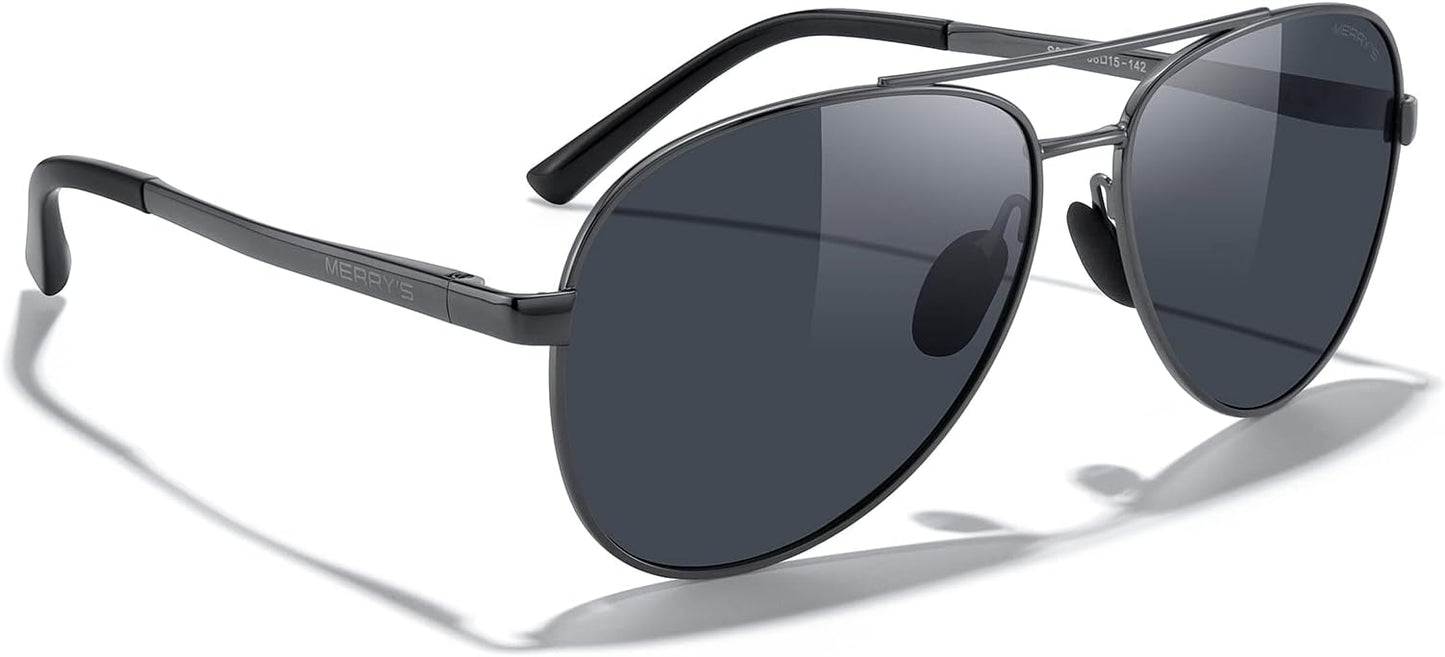 MERRY'S Aviator Sunglasses for Men Women - Polarized Driving Sun glasses Mirrored Lens UV 400 Protection 58 MM