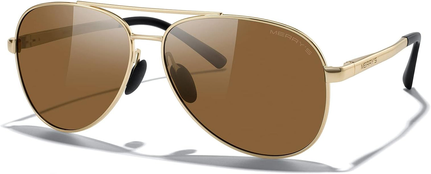 MERRY'S Aviator Sunglasses for Men Women - Polarized Driving Sun glasses Mirrored Lens UV 400 Protection 58 MM