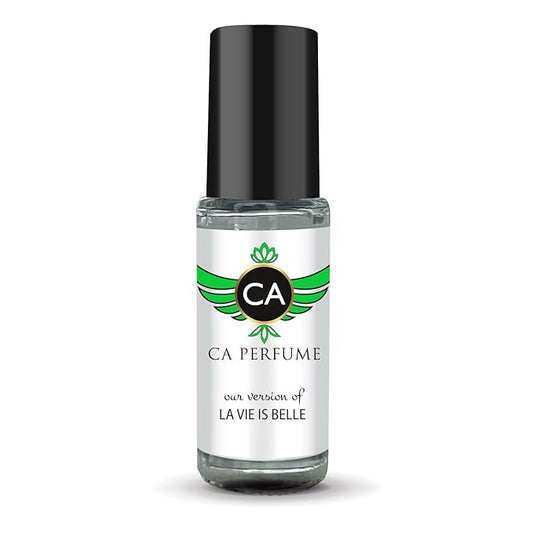 CA Perfume Impression of La Vie Belle for Women Fragrance Oil Floral Fruity Gourmand Scent Long Lasting Perfumes for Women Travel Size TSA Ready Mini Parfum Body Oil Roll-on 0.14 Fl Oz 4ml