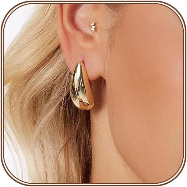 14K Gold Plated Hoop Earrings for Women Triple Huggie Illusion Stud Earring | Double Huggie Hoop Earrings for One Hole | Claw Ear Cuff Earring Jewelry Gift for Women