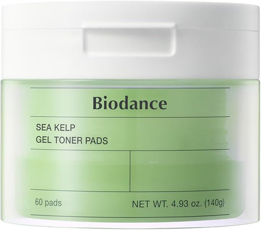 Biodance Sea Kelp Gel Toner Pads, Calming & Balancing Toner Pads for Sensitive Skin, Oil & Sebum Control, Refreshing Blemish Care, Korean Skin Care, Gifts for womenㅣ4.93 fl.oz.(140g)*60Pads