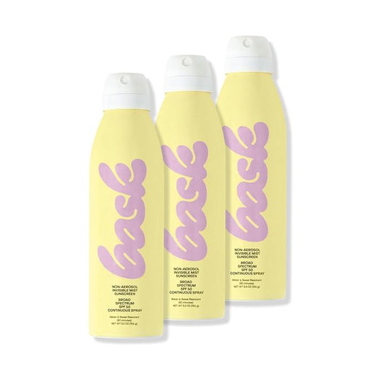 Bask Suncare SPF 50 Sunscreen Spray - Non-Aerosol, Broad Spectrum UVA/UVB Protection, Dermatologist Recommended, Moisturizing, Lightweight & Non-Greasy, 5.5 oz (Value Pack of 3)
