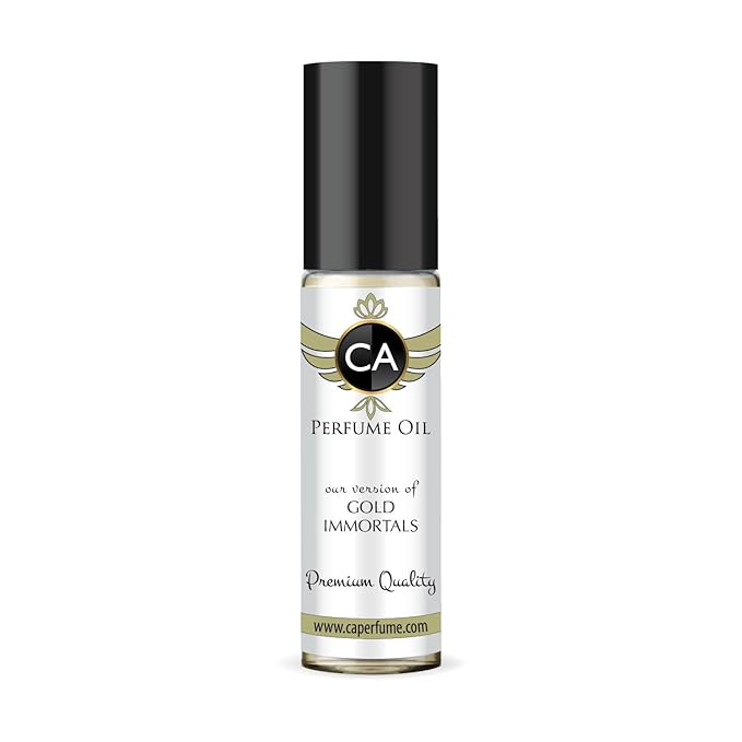 CA Perfume Impression of Gold Immortals Unisex Fragrance Oil Amber Floral Scent Long Lasting Perfumes for Women & Men Travel Size TSA Ready Mini Parfum Body Oil Roll-on 0.33 Fl Oz 10ml
