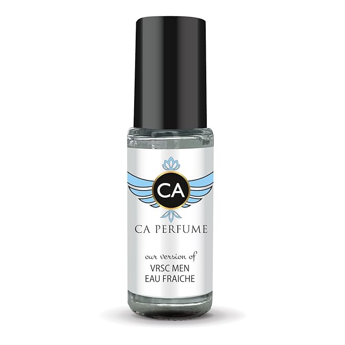 CA Perfume Impression of Vrs Men Eau Fraiche Perfume Oil Woody Aquatic Scent Long Lasting Cologne for Men Travel Size Mini Perfume Sample TSA Ready Body Oil Roll-on 0.14 Fl Oz 4ml